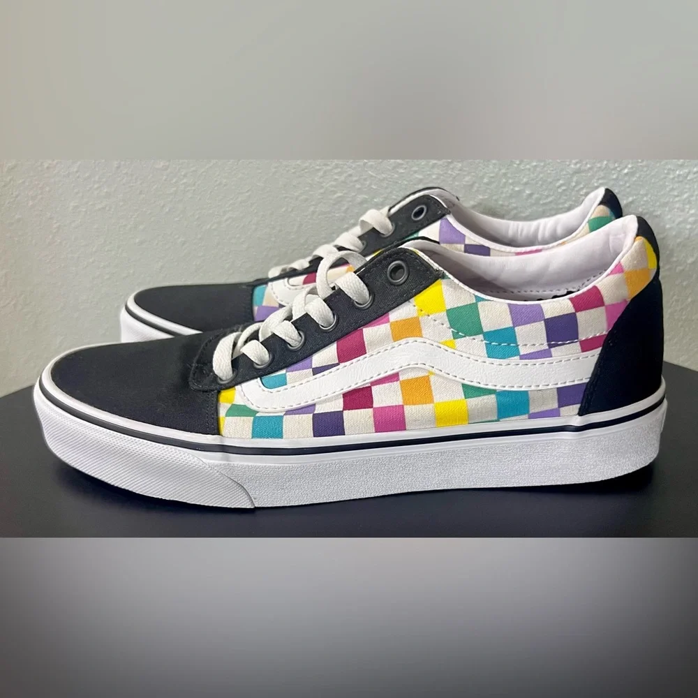 Vans Old Skool Rainbow Checkerboard Sneakers Shoes Casual Skater Colorful Pride